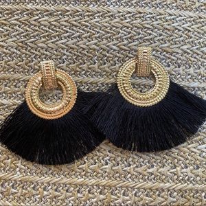 Gold & Black fringe earrings!